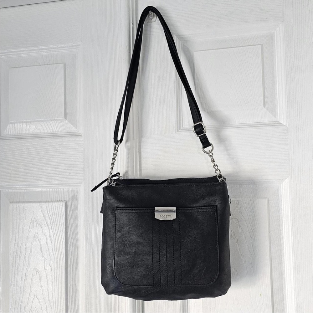 Black Crossbody Shoulder Bag by Rossetti. Adjustable shoulder strap. Euc.